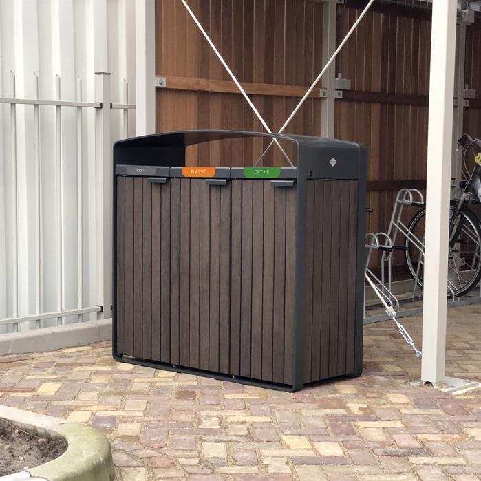 STLB.100WS2.W.Ct garapa - Cortenstaal,Afvalbakken,STORR met houtbekleding,1065 x 550 x 1150 mm