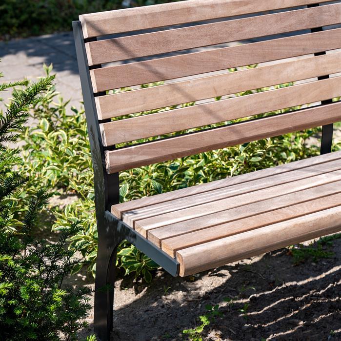 GRBE.1500SB.ZnRc garapa - Gecoat staal,Banken,GRO met rugleuning,1500 x 625 x 1040 mm
