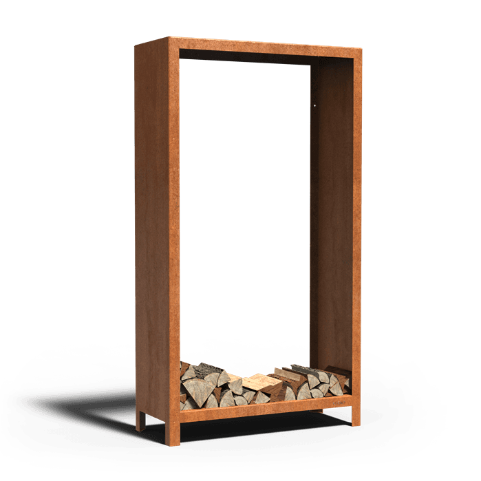 BHS1 - Cortenstahl,Holzlager,LOGG,1000 x 400 x 1800 mm